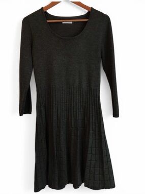Calvin Klein Black Knit Long-Sleeve Scoop Neck Dress